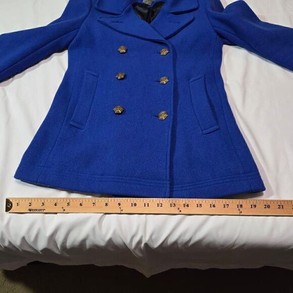 J. CREW STADIUM CLOTH NELLO GORI ROYAL BLUE WOOL PEA COAT JACKET WOMENS 0 XS - Picture 6 of 9